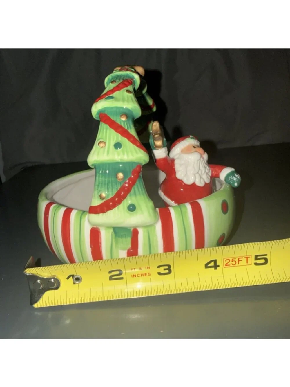 Fitz And Floyd Santa Claus Merry Christmas Basket 2006 Ceramic Candy Dish Vintag